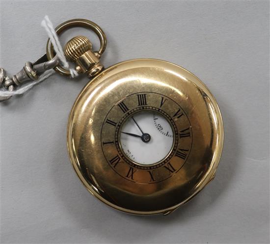 A Victorian gold plated half hunter pocket watch.